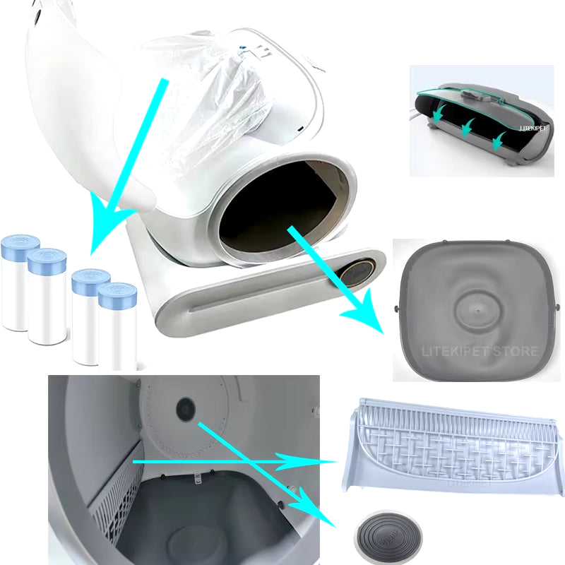 TONEPIE Automatic Cat Litter Box Accessories Bin Door Bottom Capsule Ventilation Screen Filter Mesh for Pet Toilet Replacement